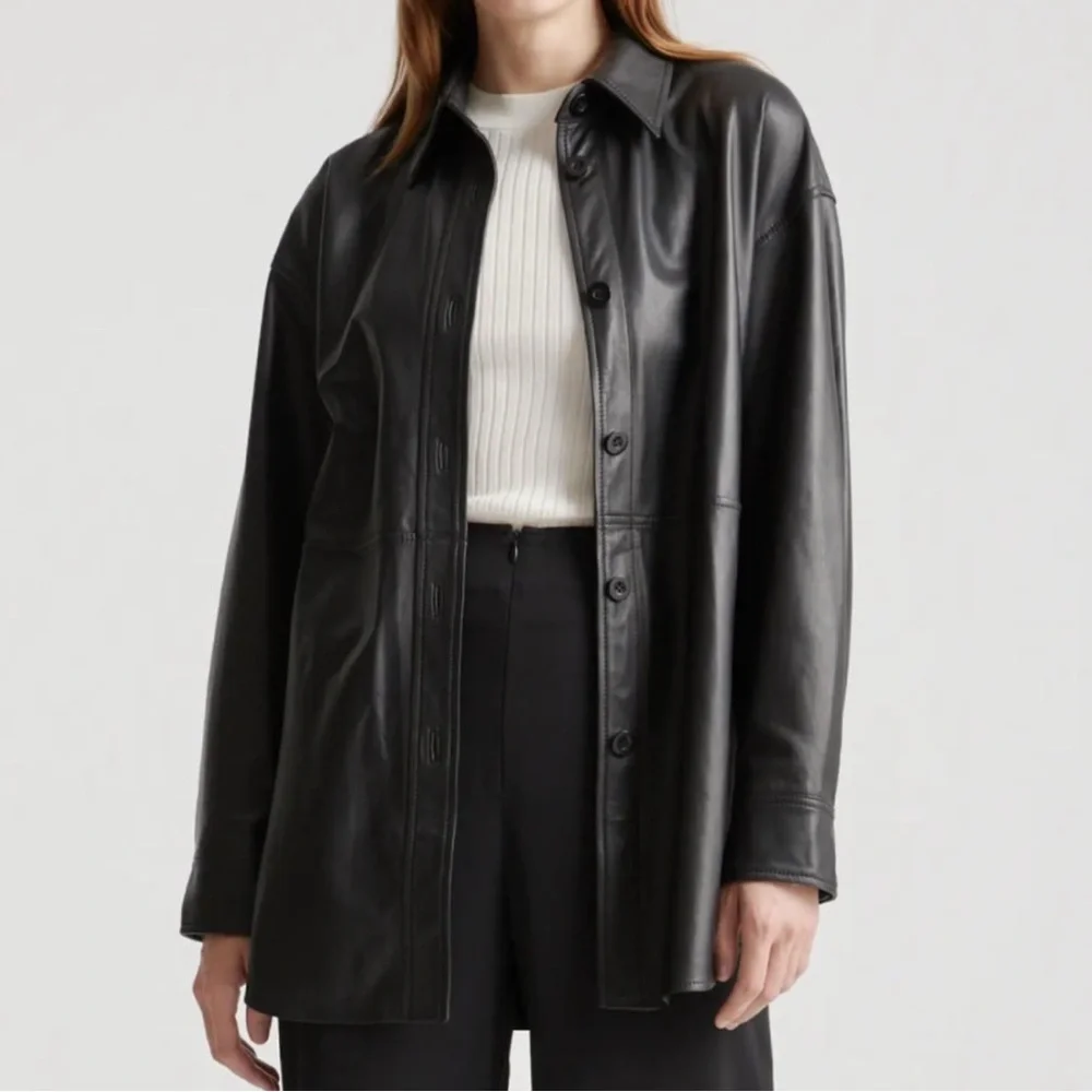 Women's Black Leather Jacket - Picture 1 of 3